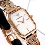 Emporio Armani Giola White Mother of Pearl Dial Rose Gold Steel Strap Watch For Women - AR11147 Authentic Buy Shop Now