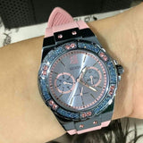 Guess Limelight Blue Dial Pink Rubber Strap Watch For Women - W0775L5 Authentic Buy Shop Now