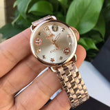 Coach Delancey White Dial Rose Gold Tone Stainless Steel Watch For Women - 14502811 Authentic Buy Shop Now