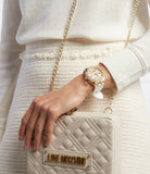 Guess Heiress Diamonds Gold Dial White Rubber Strap Watch for Women - GW0407L2 Authentic Buy Shop Now