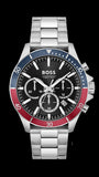 Hugo Boss Troper Chronograph Black Dial Silver Steel Strap Watch For Men - 1514108 Authentic Buy Shop Now
