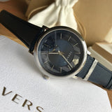 Versace Manifesto Quartz Blue Dial Blue Leather Strap Watch For Men - VBQ01017 Authentic Buy Shop Now