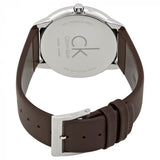 Calvin Klein Minimal Silver Dial Brown Leather Strap Watch for Men - K3M211G6 Authentic Buy Shop Now