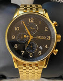 Hugo Boss Navigator Black Dial Gold Steel Strap Watch for Men - 1513531 Authentic Buy Shop Now
