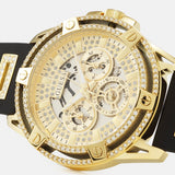 Guess King Quartz Crystals Gold Dial Black Silicone Strap Watch For Men - GW0537G2 Authentic Buy Shop Now