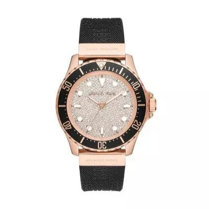 Michael Kors Everest Analog Rose Gold Dial Black Silicone Strap Watch For Women - MK7358 Authentic Buy Shop Now