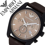 Emporio Armani Sportivo Chronograph Beige Dial Brown Leather Strap Watch For Men - AR6078 Authentic Buy Shop Now