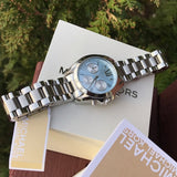 Michael Kors Bradshaw Chronograph Blue Dial Silver Steel Strap Watch For Women - MK6098 Authentic Buy Shop Now