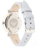 Emporio Armani Gianni T-Bar Mother Of Pearl White Dial Grey Leather Strap Watch For Women - AR11039 Authentic Buy Shop Now