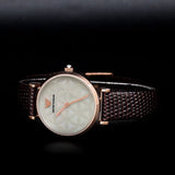 Emporio Armani Gianni T-Bar Silver Dial Brown Leather Strap Watch for Women - AR1990 Authentic Buy Shop Now