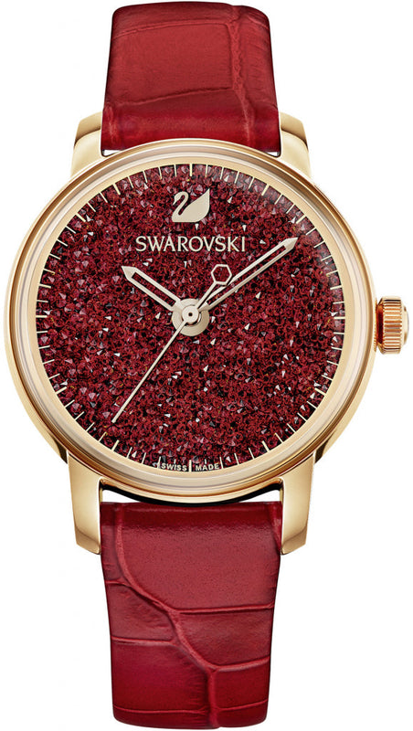 Swarovski Crystalline Hours Red Crystal Dial Red Leather Strap Watch for Women - 5295380 Authentic Buy Shop Now