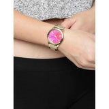 Michael Kors Hartman Quartz Pink Dial Gold Steel Strap Watch For Women - MK3520 Authentic Buy Shop Now