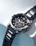 Guess Intrepid Chronograph Black Dial Two Tone Steel Strap Watch for Men - W0167G1 Authentic Buy Shop Now