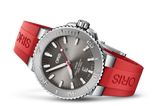 Oris Aquis Date Relief Grey Dial Red Rubber Strap Watch for Men - 0173377304153-0742466EB Authentic Buy Shop Now