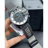 Diesel Mega Chief Chronograph Black Dial Black Mesh Bracelet Watch For Men - DZ4514 Authentic Buy Shop Now