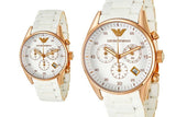 Emporio Armani Sportivo Silver Dial White Silicone Strap Watch For Women - AR5920 Authentic Buy Shop Now
