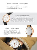 Daniel Wellington Iconic Chronograph Sheffield White Dial Black Leather Strap Watch For Men - DW00100646 Authentic Buy Shop Now