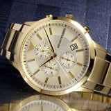 Emporio Armani Renato Chronograph White Dial Gold Steel Strap Watch For Men - AR11332 Authentic Buy Shop Now