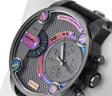 Diesel Badass Chronograph Anthracite Dial Black Leather Strap Watch For Men - DZ7270 Authentic Buy Shop Now