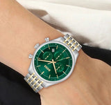 Hugo Boss Gregor Chronograph Green Dial Two Tone Steel Strap Watch For Men - 1514081 Authentic Buy Shop Now