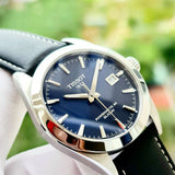 Tissot Gentleman Powermatic 80 Silicium Blue Dial Black Leather Strap Watch For Men - T127.407.16.041.01 Authentic Buy Shop Now
