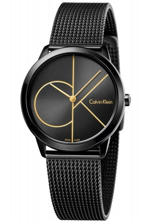 Calvin Klein Minimal Black Dial Black Mesh Bracelet Watch for Men - K3M214X1 Authentic Buy Shop Now