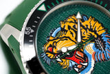 Gucci Dive Tiger Green Dial Green Rubber Strap Watch For Men - YA136316 Authentic Buy Shop Now