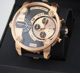Diesel Little Daddy Black & Gold Dial Black Leather StrapWatch For Men - DZ7282 Authentic Buy Shop Now
