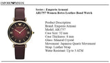 Emporio Armani Gianni T Bar Burgundy Dial Burgundy Leather Strap Watch For Women - AR1757 Authentic Buy Shop Now
