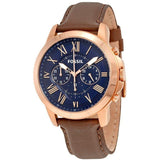 Fossil Pilot 54 Chronograph Blue Dial Brown Leather Strap Watch for Men - FS5204 Authentic Buy Shop Now