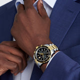 Movado Series 800 Chronograph Black Dial Two Tone Steel Strap Watch For Men - 2600146 Authentic Buy Shop Now