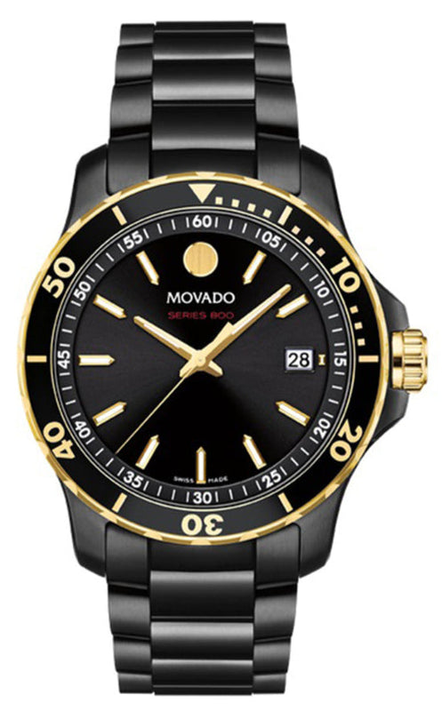 Movado Series 800 Black Dial Black Steel Strap Watch For Men - 2600161 Authentic Buy Shop Now