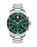 Movado Series 800 Chronograph Green Dial Silver Steel Strap Watch for Men - 2600179 Authentic Buy Shop Now