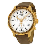 Tissot Quickster Chronograph White Dial Brown Leather Strap Watch For Men - T095.417.36.037.02 Authentic Buy Shop Now