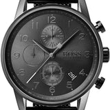 Hugo Boss Navigator Black Dial Black Leather Strap Watch for Men - 1513497 Authentic Buy Shop Now