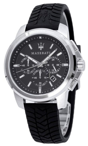 Maserati Successo Chronoraph Black Dial Black Silicon Strap Watch For Men - R8871621014 Authentic Buy Shop Now