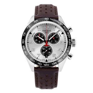 Tissot T Sport PRS 516 Chronograph Silver Dial Brown Leather Strap Watch for Men - T131.617.16.032.00 Authentic Buy Shop Now