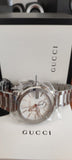 Gucci G Chrono Chronograph Silver Dial Silver Steel Strap Watch For Men - YA101201 Authentic Buy Shop Now