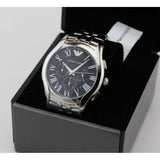 Emporio Armani Classic Chronograph Black Dial Silver Steel Strap Watch For Men - AR1786 Authentic Buy Shop Now
