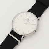 Daniel Wellington Classic Cornwall White Dial Black Nylon Strap Watch For Men - DW00100258 Authentic Buy Shop Now