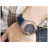 Guess Rigor Analog Blue Dial Blue Denim Strap Watch For Men - W0040G6 Authentic Buy Shop Now