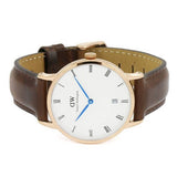 Daniel Wellington Dapper Bristol White Dial Brown Leather Strap Watch For Women - DW00100094 Authentic Buy Shop Now
