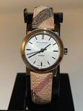 Burberry The City Gold Dial Haymarket Brown Leather Strap Watch for Women - BU9219 Authentic Buy Shop Now