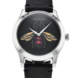 Gucci G Timeless Bee Black Dial Black Leather Strap Watch For Women - YA1264067 Authentic Buy Shop Now
