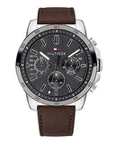 Tommy Hilfiger Decker Grey Dial Brown Leather Strap Watch for Men - 1791562 Authentic Buy Shop Now