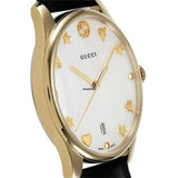 Gucci G-Timeless Mother of Pearl Dial Black Leather Strap Watch For Women - YA126589 Authentic Buy Shop Now