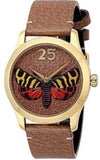 Gucci G Timeless Butterfly Brown Dial Brown Leather Strap Watch For Women - YA1264063 Authentic Buy Shop Now