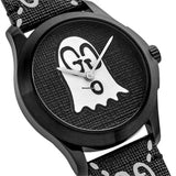 Gucci G Timeless Ghost Black Dial Black Leather Strap Watch For Men - YA1264018 Authentic Buy Shop Now