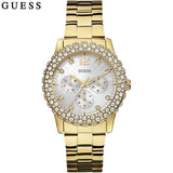 Guess Dazzler Diamonds Silver Dial Gold Steel Strap Watch for Women - W0335L2 Authentic Buy Shop Now