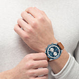 Hugo Boss Santiago Blue Dial Brown Leather Strap Watch for Men - 1513860 Authentic Buy Shop Now